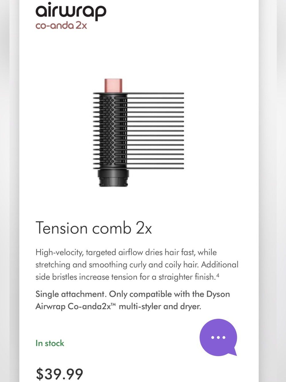 Dyson co-anda 2x tension comb